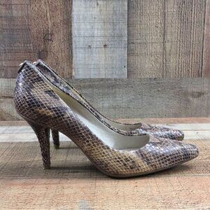 MICHAEL Michael Kors Tan Snake Print Pumps Womens‎ 6M Pointed Toe Heels